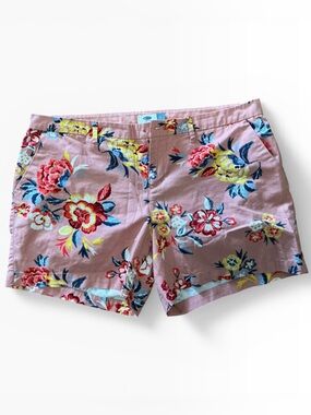 Old Navy Pink Floral Embroidered Cotton Shorts